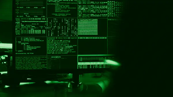 Close-up of a monitor showing an attempted break-in on a system
