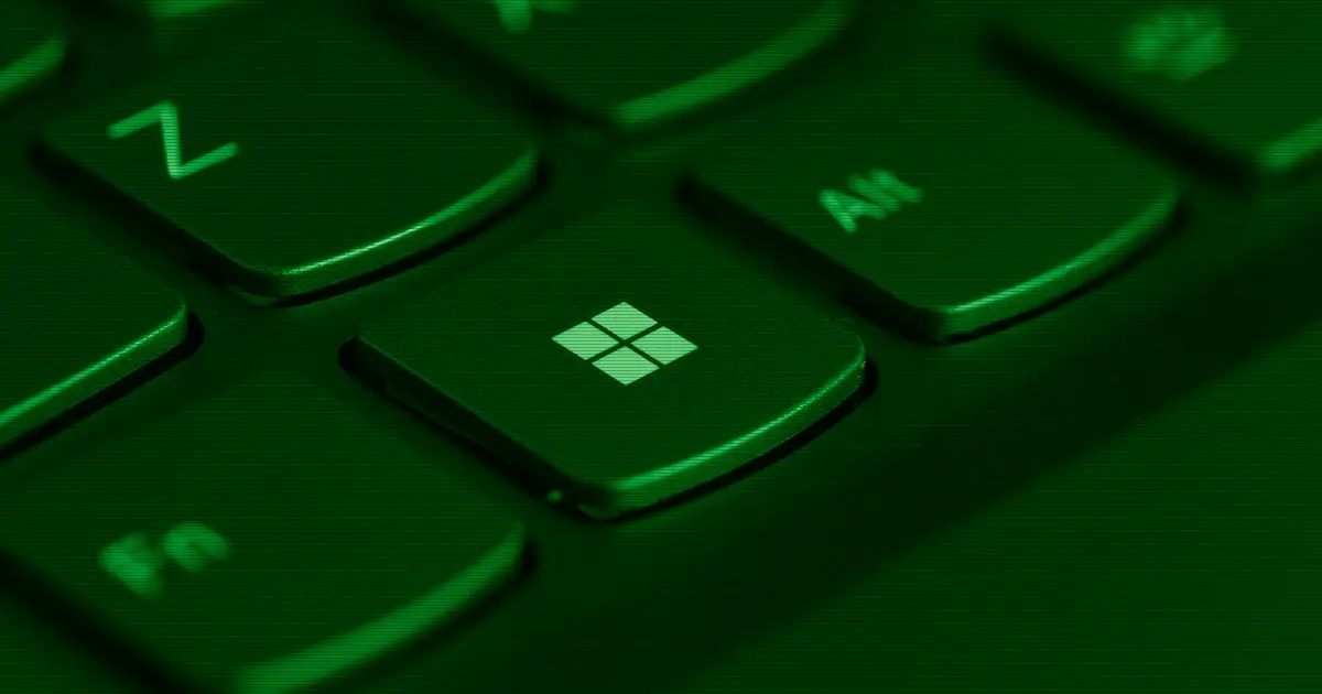 The Windows logo key on a computer keyboard