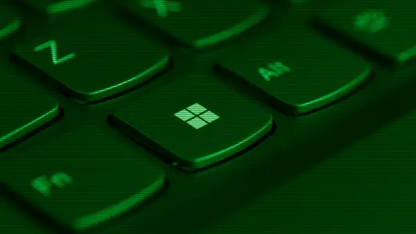 The Windows logo key on a computer keyboard