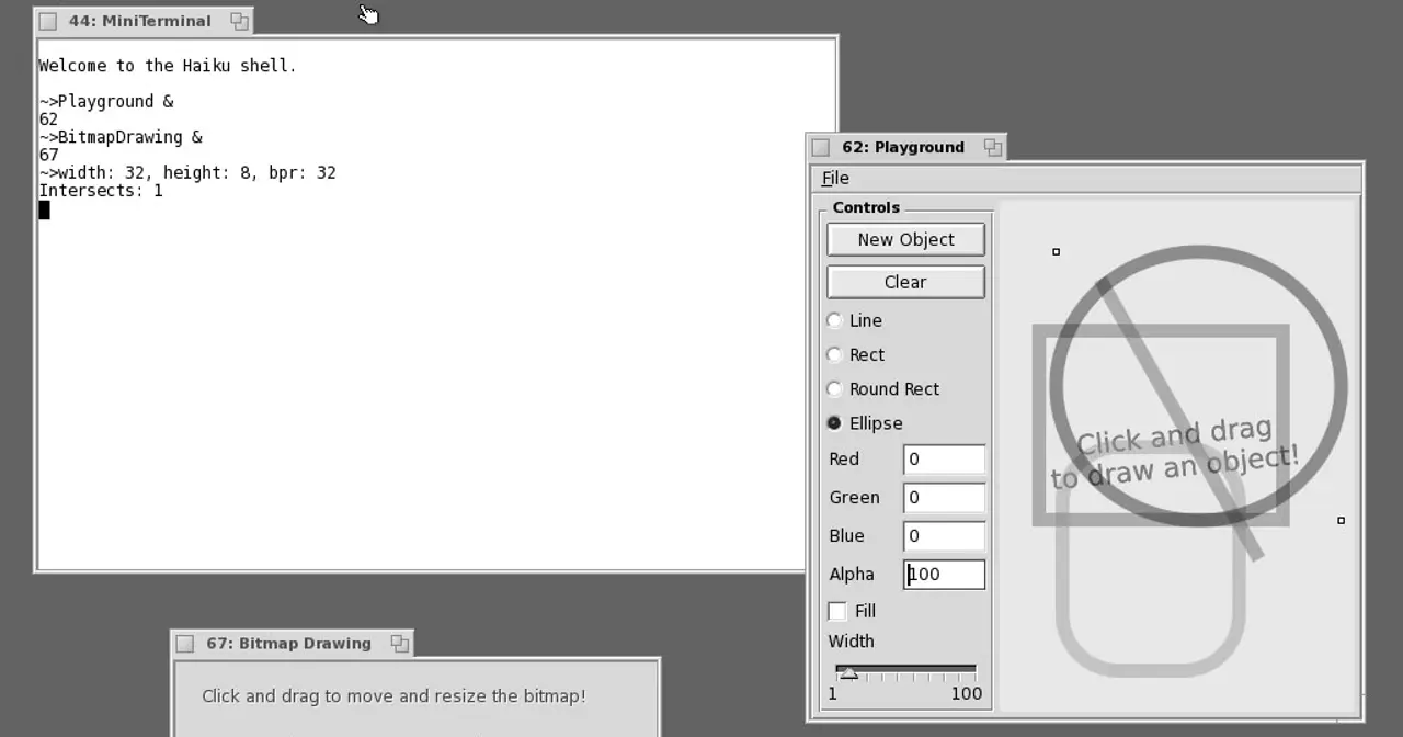 Desktop of the free Haiku operating system, heir to BeOS