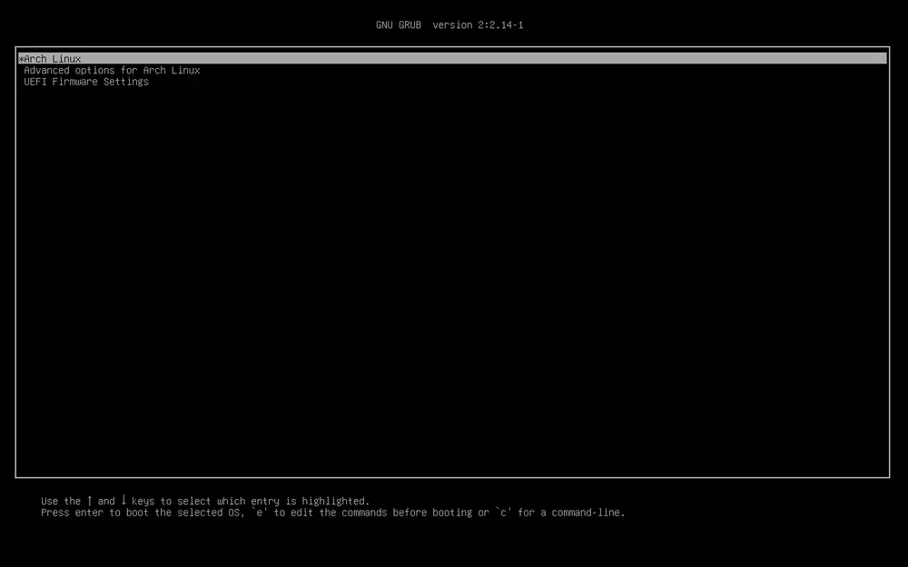 Screenshot of the GRUB 2 boot menu with several operating system and kernel entries