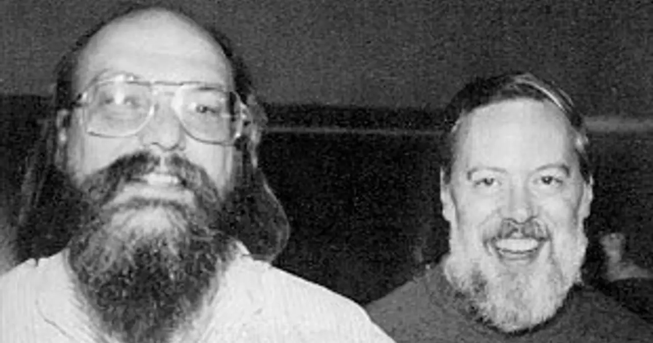 Ken Thompson and Dennis Ritchie, the creators of Unix, working at a teletype in 1973