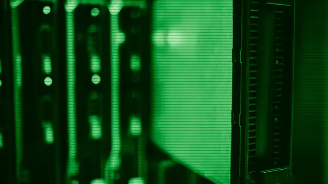 Rack servers inside a data center, a conceptual image of the network infrastructure where BSD still runs