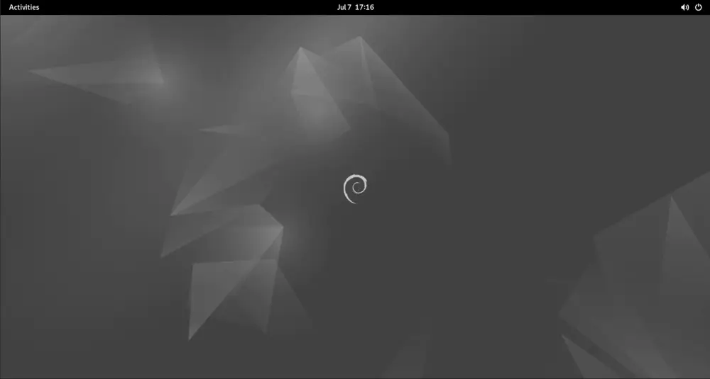 Screenshot of the default GNOME desktop in Debian 12 (Bookworm)