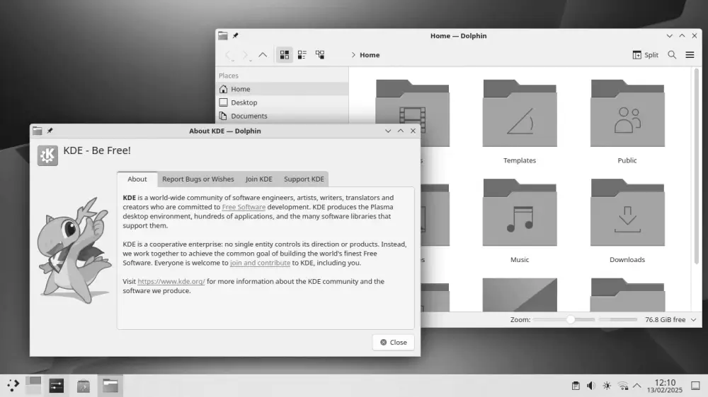 Screenshot of the KDE Plasma 6 desktop with the Breeze theme on Qt 6 and Wayland