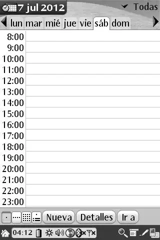 Screenshot of the Palm OS Cobalt 6.0 daily agenda in Spanish