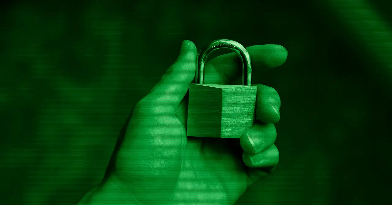 Computer security concept with a digital padlock, representing access control in Linux